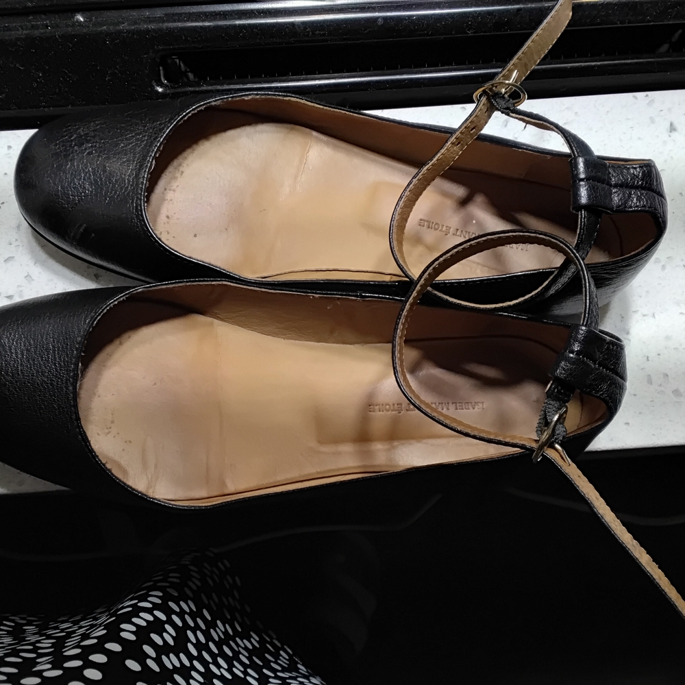 Isabel Marant Etoile Black Leather Women's Ballerina Shoes